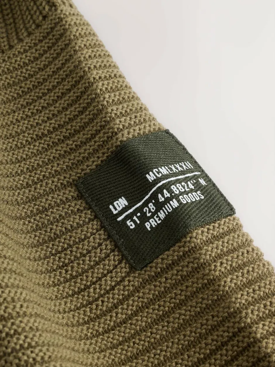 Next Khaki Green Utility Knitted Hoodie (3-16yrs) Clearance