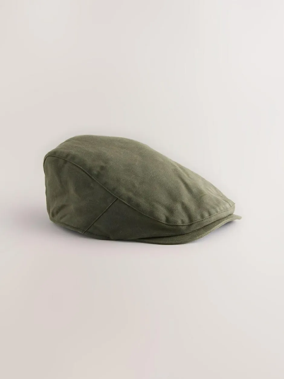 Next Khaki Green Wax Canvas Flat Cap Discount