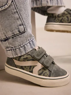 Next Wide Fit (G) Touch Fastening Skate Trainers Khaki Green Hot