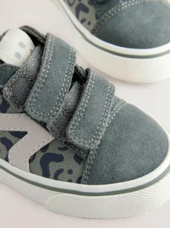 Next Wide Fit (G) Touch Fastening Skate Trainers Khaki Green Hot