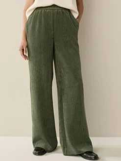 Next Khaki Green Wide Leg Soft Cord Trousers Outlet