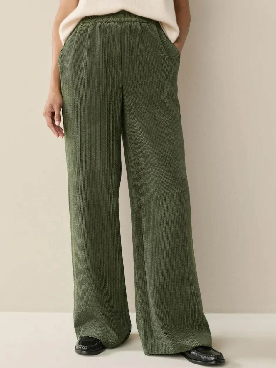 Next Khaki Green Wide Leg Soft Cord Trousers Outlet