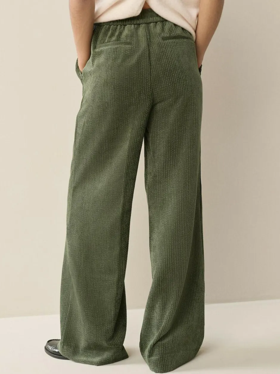 Next Khaki Green Wide Leg Soft Cord Trousers Outlet