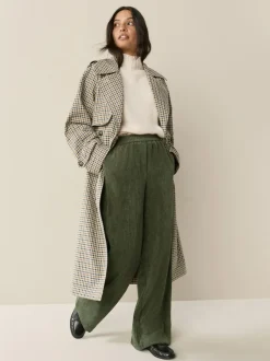 Next Khaki Green Wide Leg Soft Cord Trousers Outlet