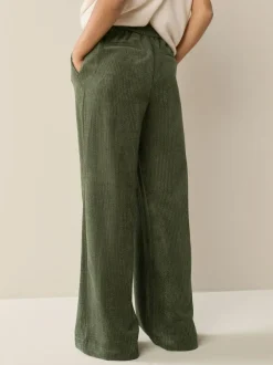 Next Khaki Green Wide Leg Soft Cord Trousers Outlet