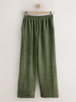 Next Khaki Green Wide Leg Soft Cord Trousers Outlet