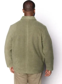 Next Wool Look Fleece Shacket Khaki Green Sale