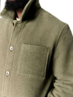 Next Wool Look Fleece Shacket Khaki Green Sale