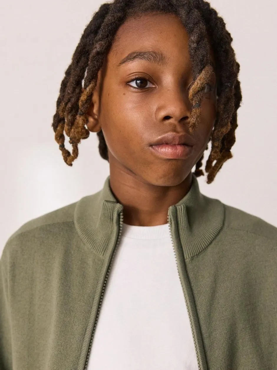 Next Khaki Green Zip Through Knitted Cardigan (3-16yrs) New