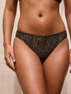 Next Khaki Green/Black High Leg Bikini Bottoms