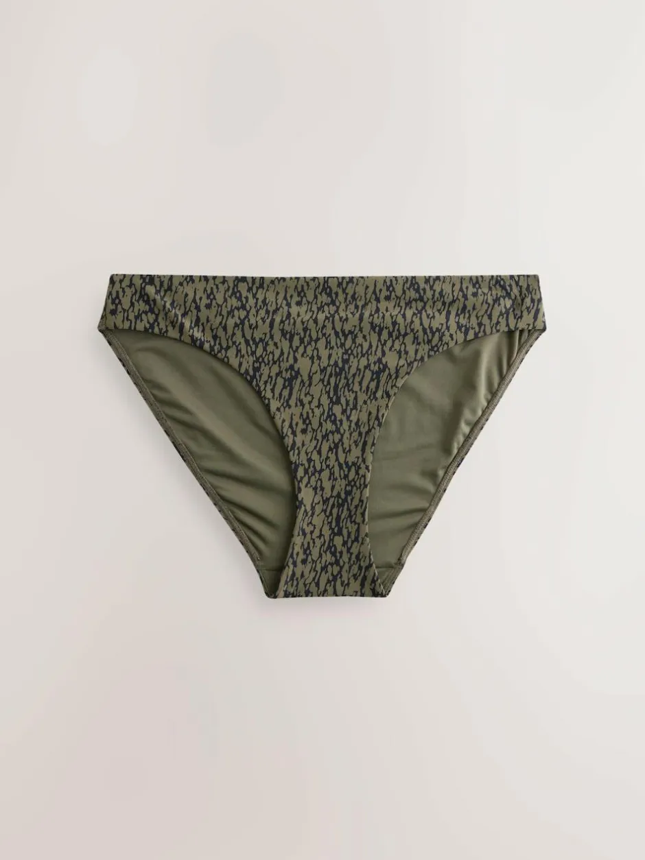 Next Khaki Green/Black High Leg Bikini Bottoms