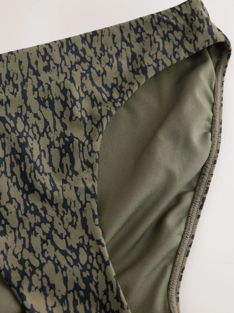 Next Khaki Green/Black High Leg Bikini Bottoms