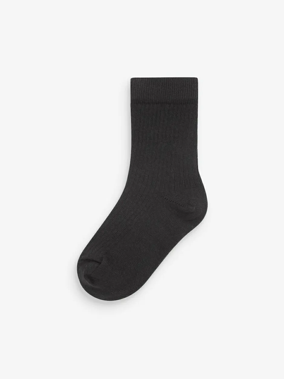 Next Cotton Rich Fine Rib Socks 7 Pack Khaki Green/Grey Hot