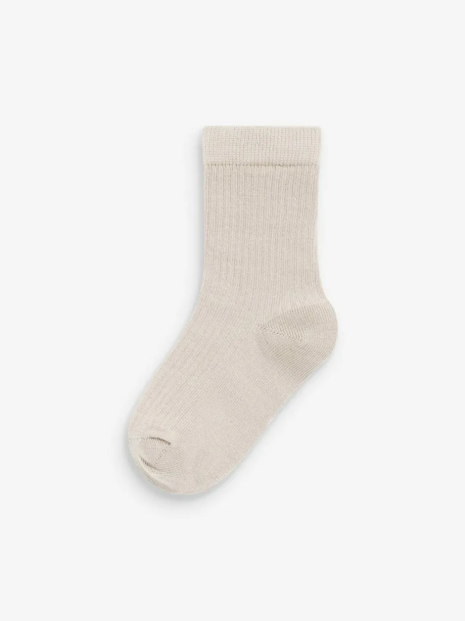 Next Cotton Rich Fine Rib Socks 7 Pack Khaki Green/Grey Hot