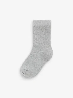 Next Cotton Rich Fine Rib Socks 7 Pack Khaki Green/Grey Hot