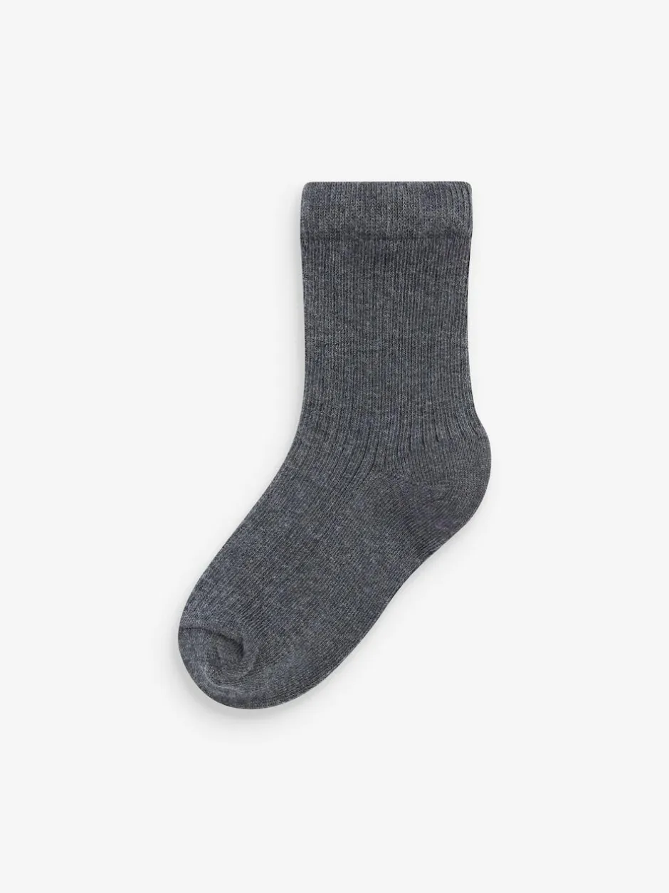 Next Cotton Rich Fine Rib Socks 7 Pack Khaki Green/Grey Hot