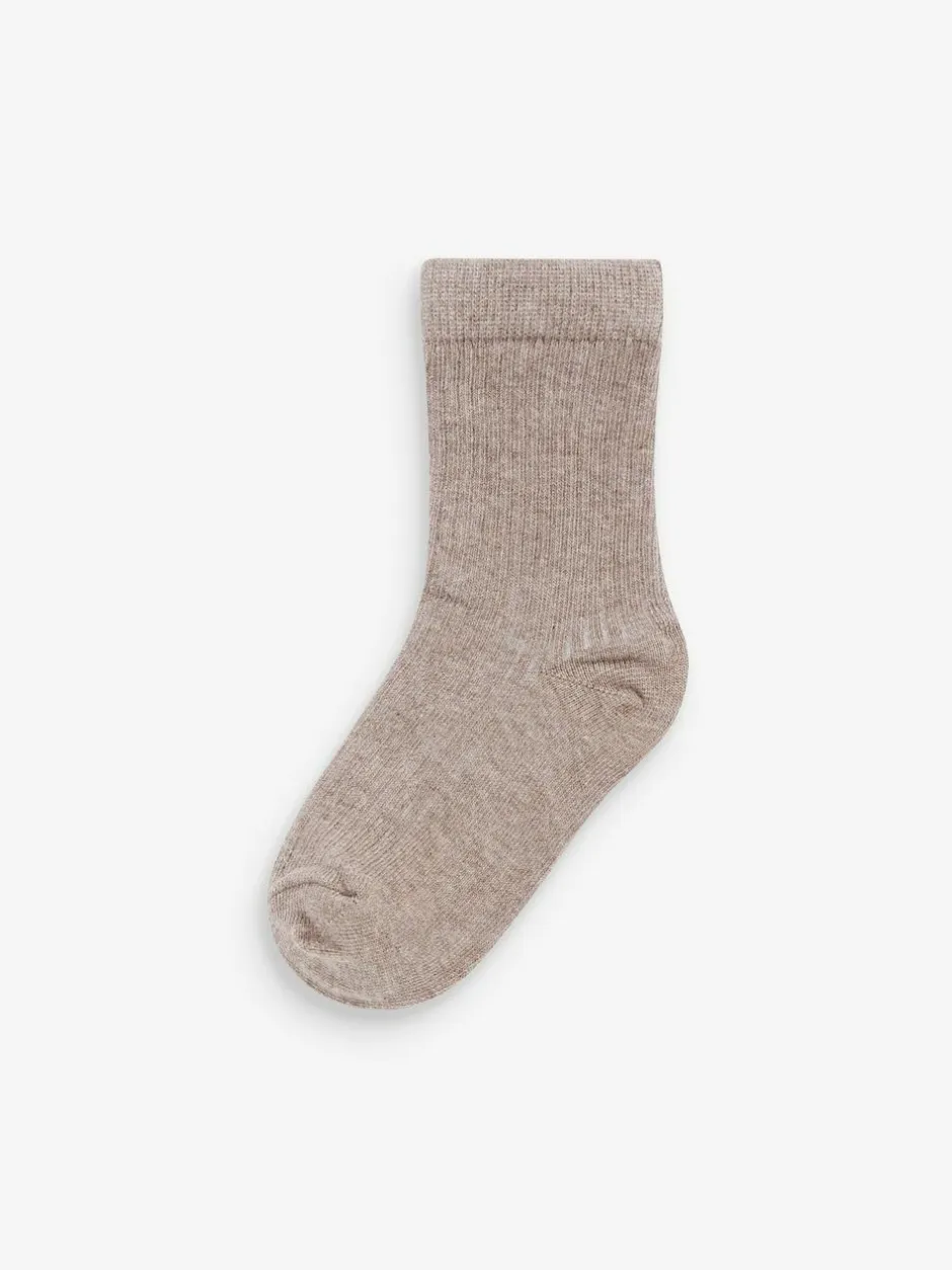 Next Cotton Rich Fine Rib Socks 7 Pack Khaki Green/Grey Hot