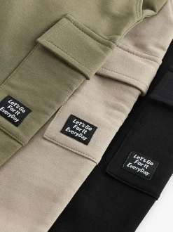 Next Khaki Green/Grey/Black Super Skinny Utility Joggers 3 Pack (3mths-7yrs) Online