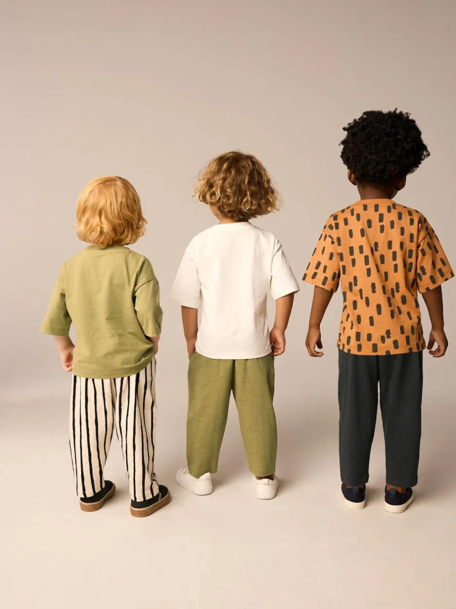 Next Short Sleeve T-Shirts & Joggers Set 3 Pack (3mths-7yrs) Khaki/Green Hot