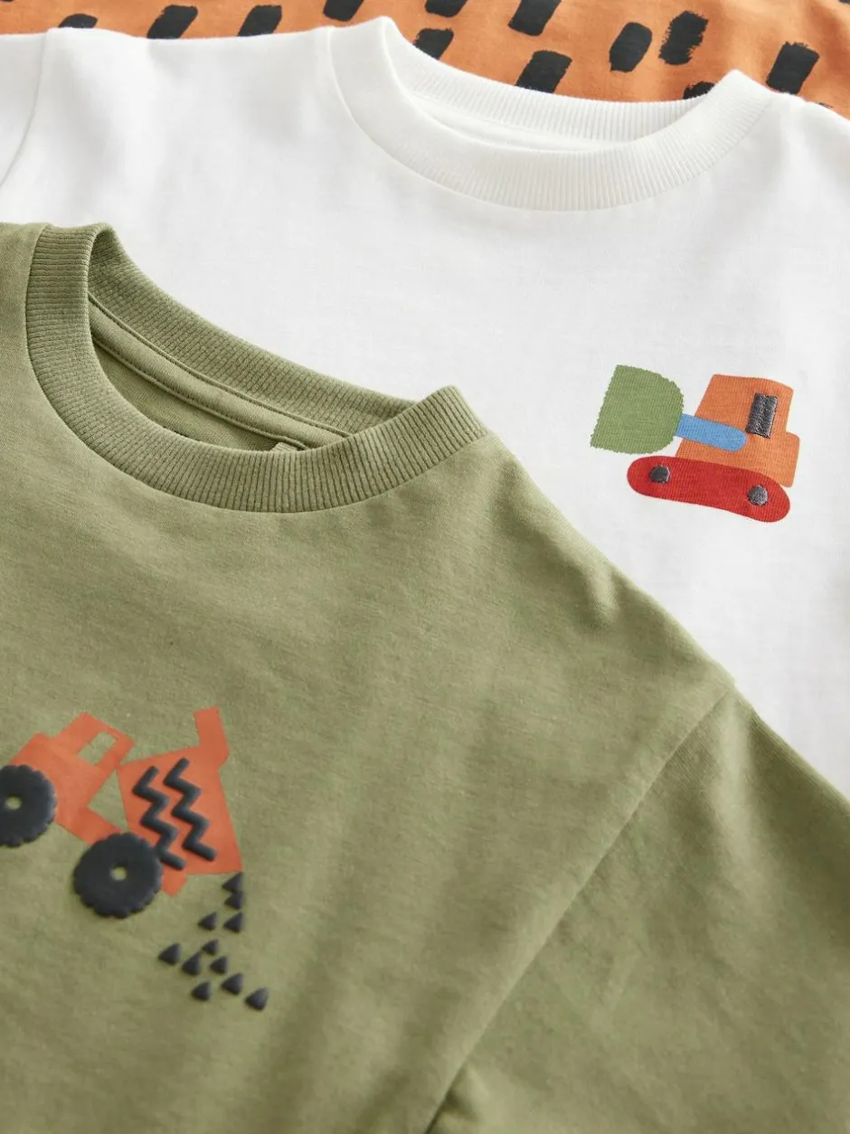 Next Short Sleeve T-Shirts & Joggers Set 3 Pack (3mths-7yrs) Khaki/Green Hot