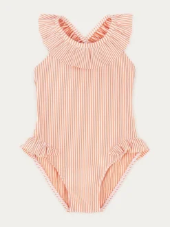 Mori KIDLY By Pink Seersucker Frilled Swimsuit Sale