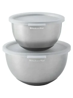 Kitchen Aid Set of 2 Silver Mixing Nesting Bowl Hot