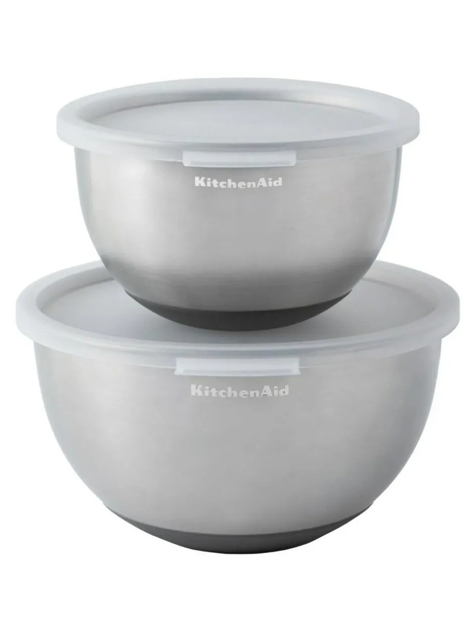 Kitchen Aid Set of 2 Silver Mixing Nesting Bowl Hot