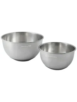 Kitchen Aid Set of 2 Silver Mixing Nesting Bowl Hot