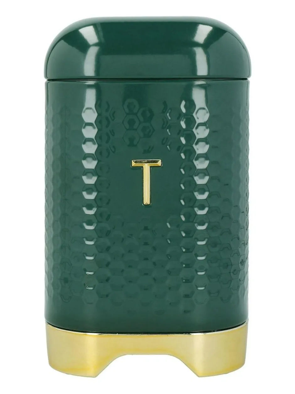 Kitchencraft Green Textured Geometric Tea Coffee Sugar Canisters Set Best