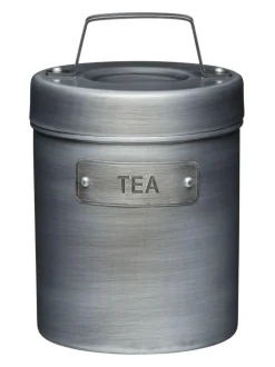 Kitchencraft Set of 4 Grey Metal Coffee Sugar and Tea Canisters Hot