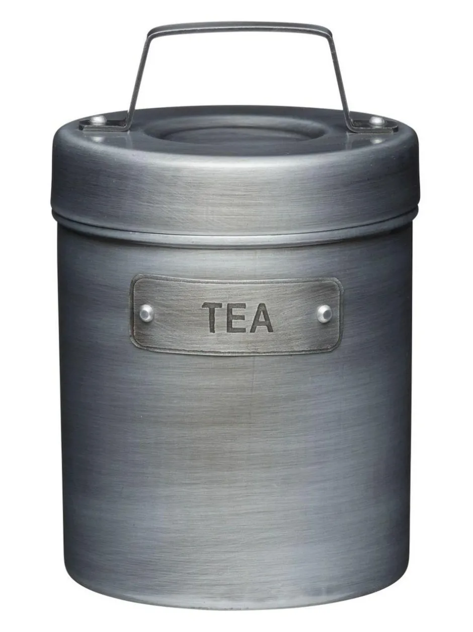 Kitchencraft Set of 4 Grey Metal Coffee Sugar and Tea Canisters Hot