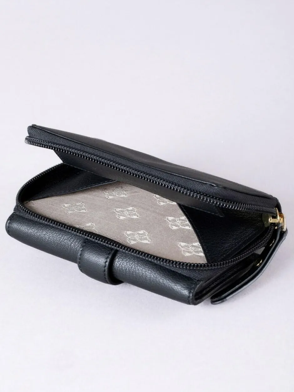 Lakeland Leather Black Medium Icon Stud Tab Purse New