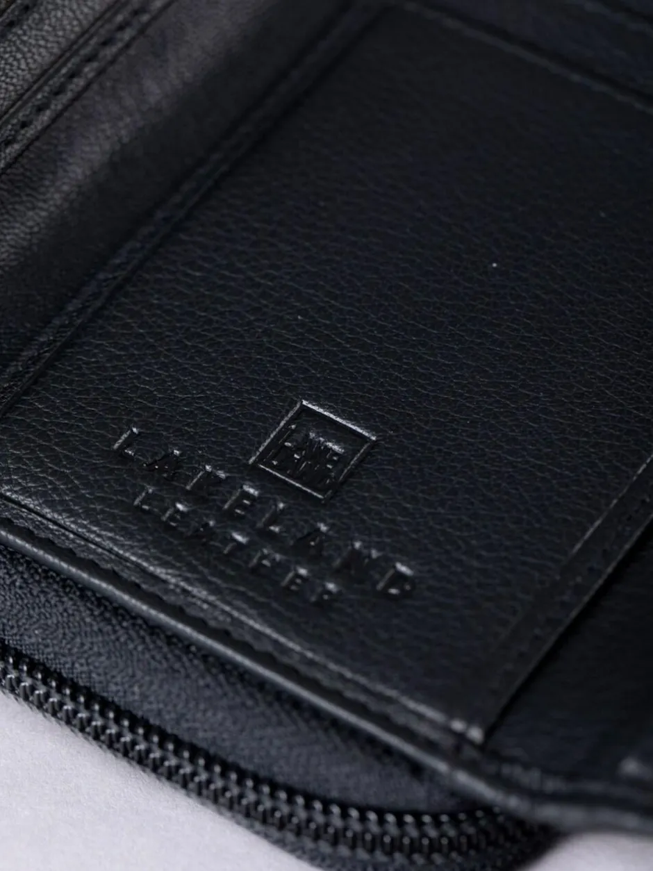 Lakeland Leather Black Medium Icon Stud Tab Purse New