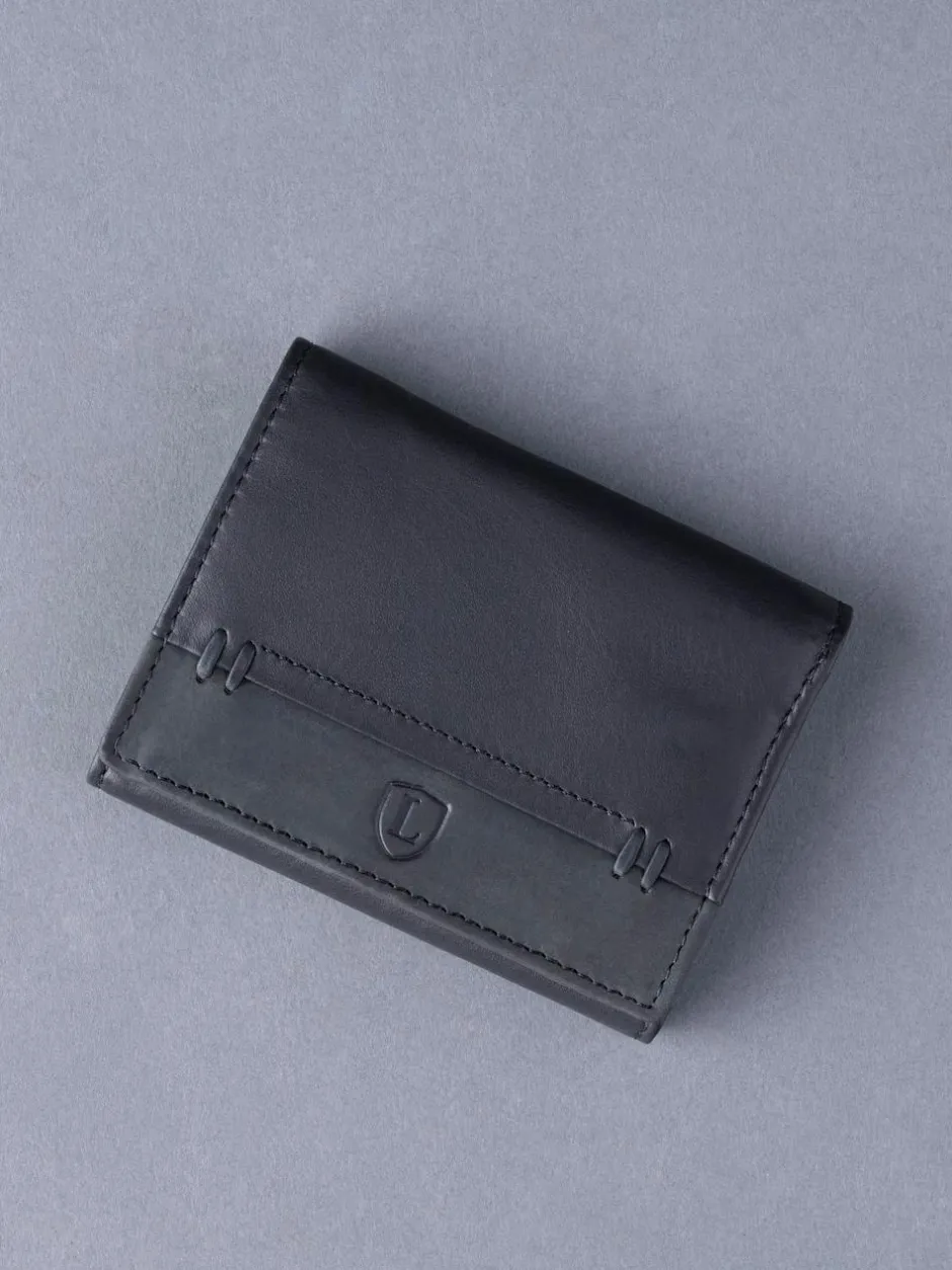 Lakeland Leather Black Stitch Tri-Fold Wallet