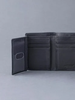 Lakeland Leather Black Stitch Tri-Fold Wallet