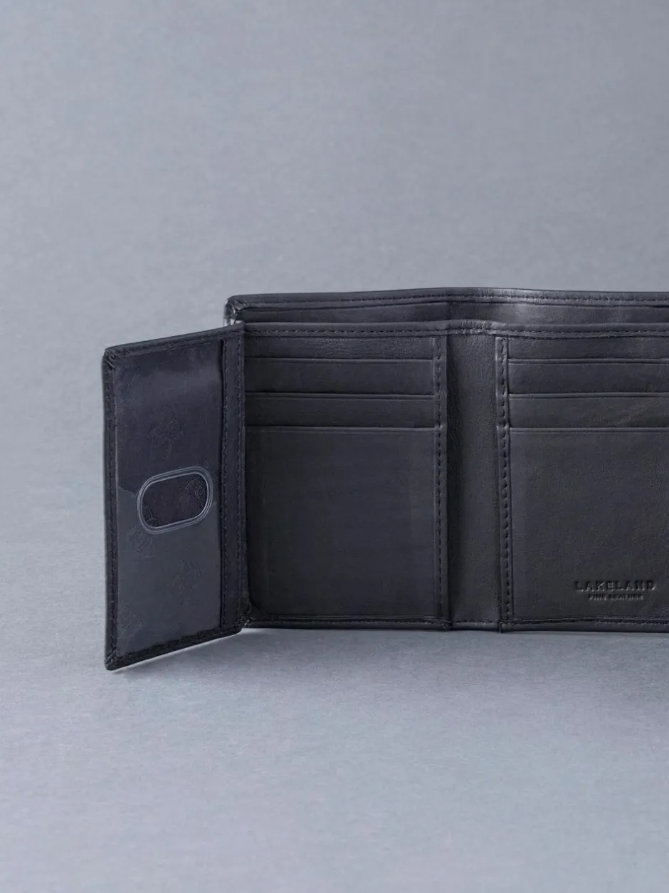 Lakeland Leather Black Stitch Tri-Fold Wallet