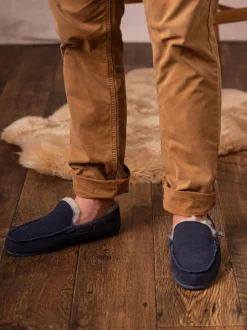Lakeland Leather Mens Sheepskin Slip-On Moccasins Blue New