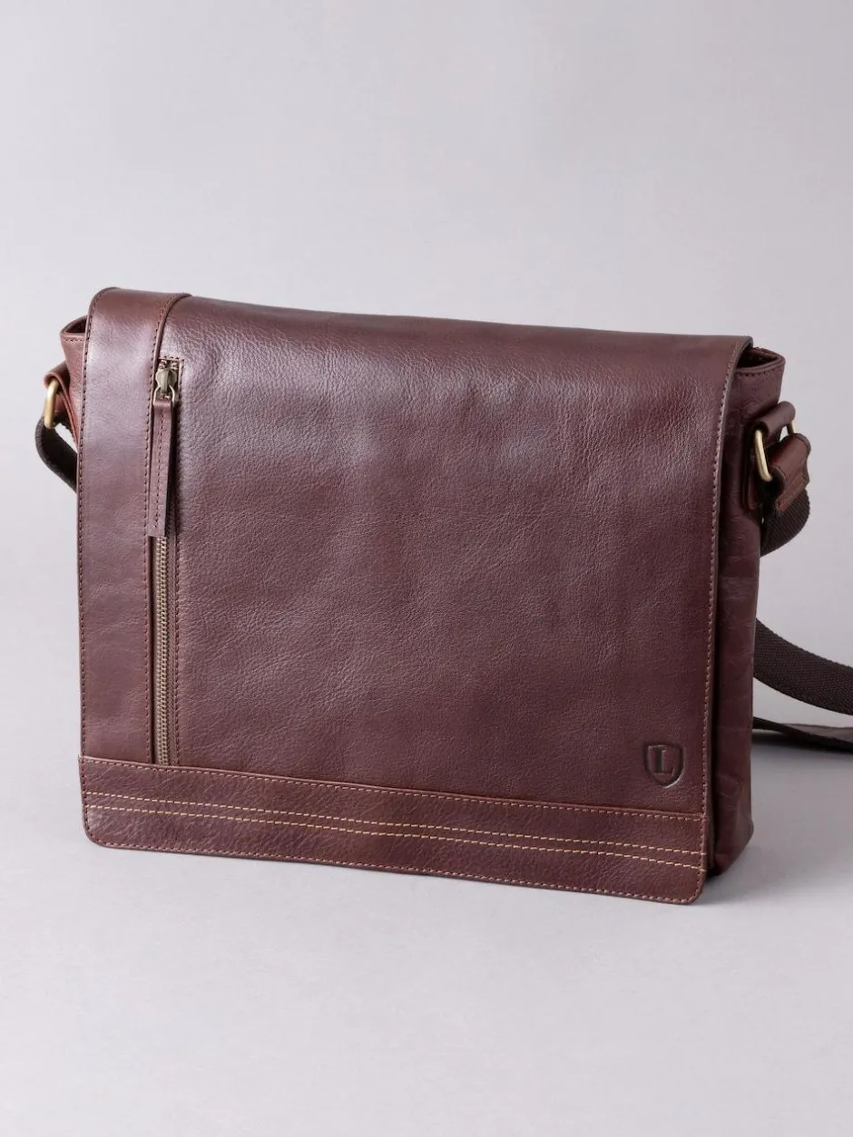 Lakeland Leather Large Keswick Leather Messenger Bag Brown Outlet
