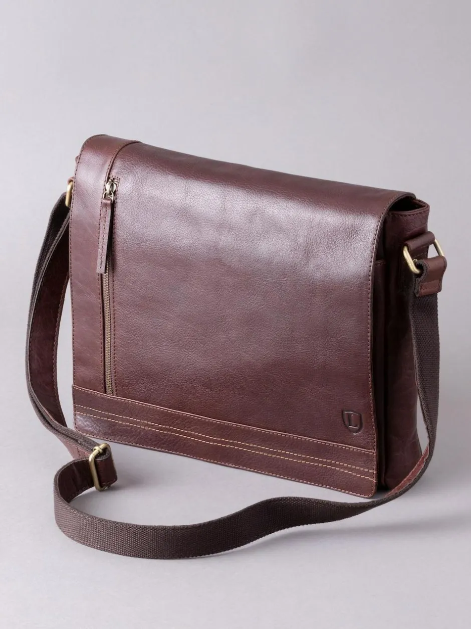 Lakeland Leather Large Keswick Leather Messenger Bag Brown Outlet