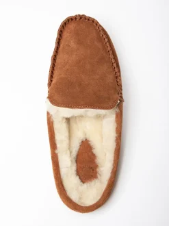 Lakeland Leather Sheepskin Moccasin Slider Slippers Brown