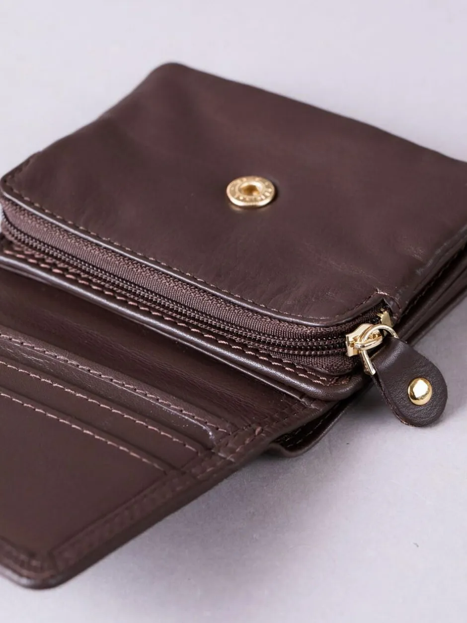 Lakeland Leather Brown Small Leather Flapover Purse New
