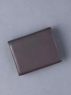 Lakeland Leather Brown Stitch Tri-Fold Wallet Outlet
