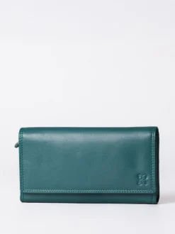 Lakeland Leather Green Haze Large Flapover Purse Sale