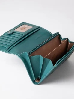 Lakeland Leather Green Haze Large Flapover Purse Sale
