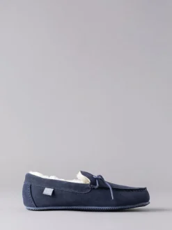 Lakeland Leather Mens Sheepskin Moccasin Slippers Navy Blue Best