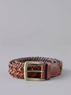 Lakeland Leather Howbeck Leather Braided Belt Tan Brown Hot