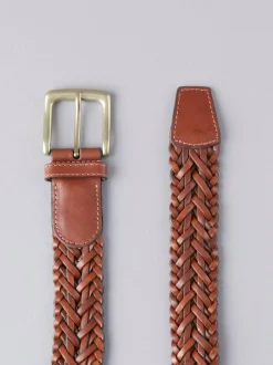 Lakeland Leather Howbeck Leather Braided Belt Tan Brown Hot