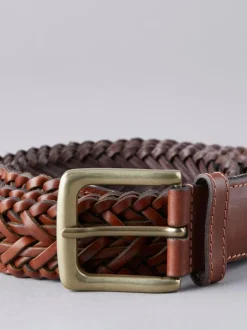 Lakeland Leather Howbeck Leather Braided Belt Tan Brown Hot