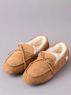 Lakeland Leather Mens Sheepskin Moccasin Slippers Tan Brown Online