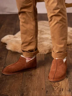Lakeland Leather Mens Slipper Boots Tan Brown Clearance